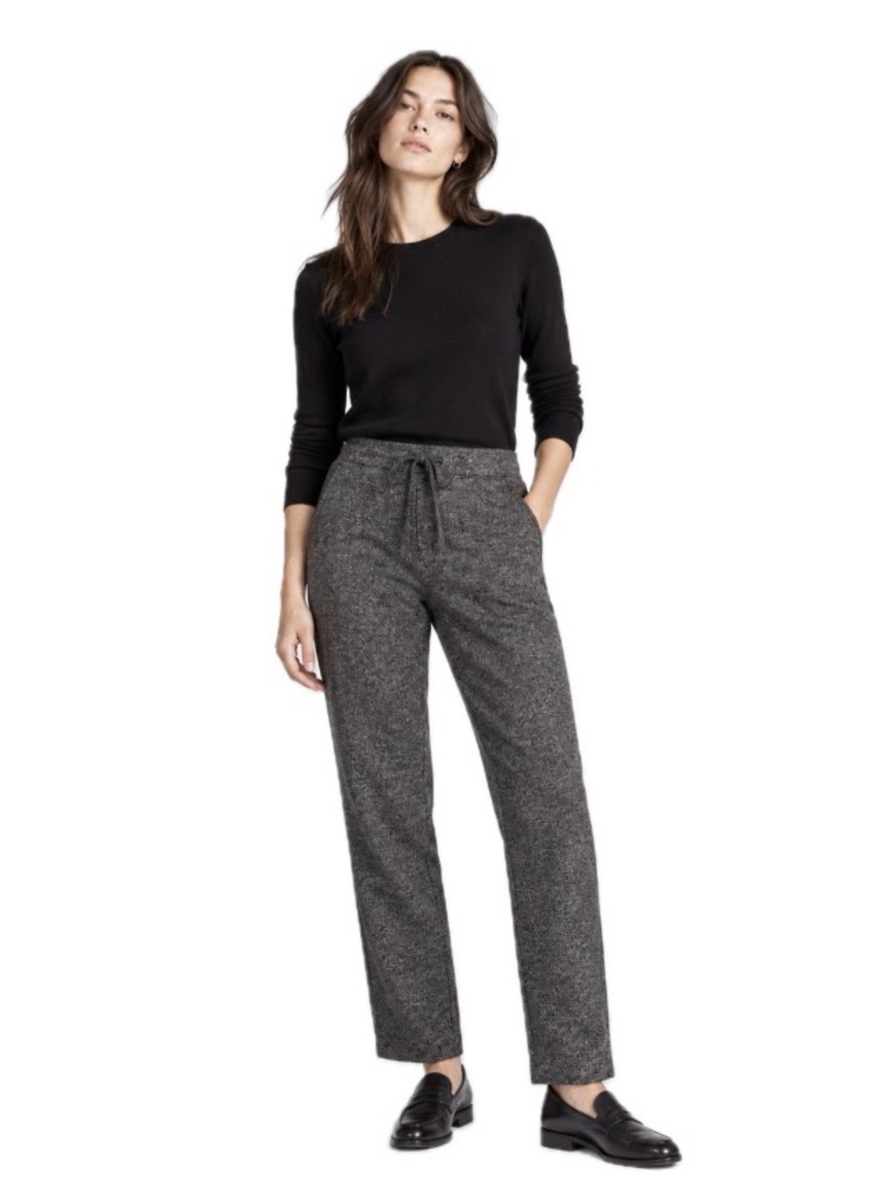 rag & bone, Bradford Melange Relaxed Fit Tweed Pants Charcoal Gray, Size L